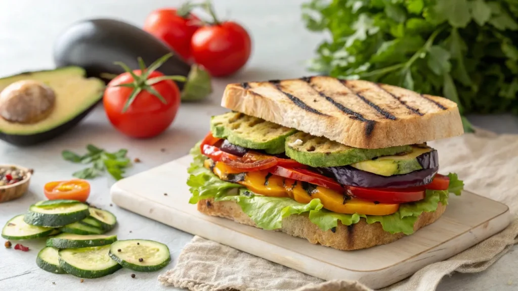 California Grilled Veggie Sandwich on toasted ciabatta