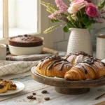 Chocolate Croissant Breakfast Bake served on a breakfast table