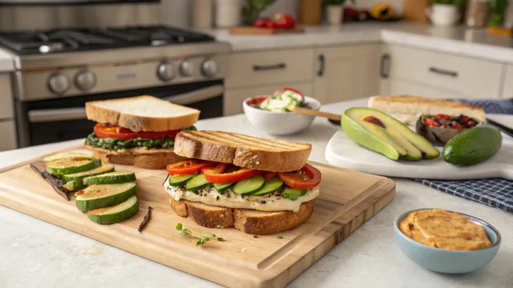 Assembling a California Grilled Veggie Sandwich