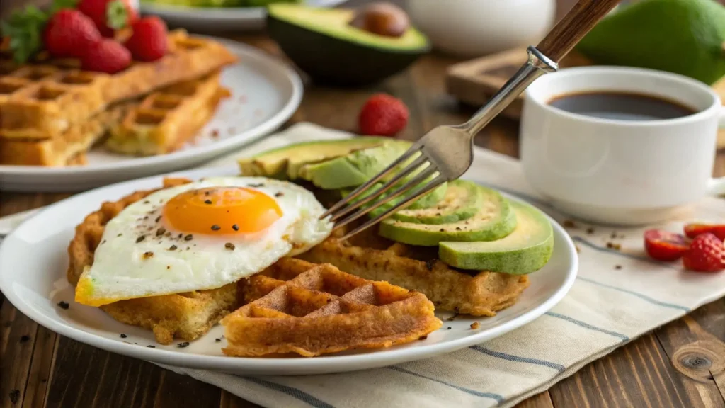 Hash Brown Waffles Served with Egg and Avocado