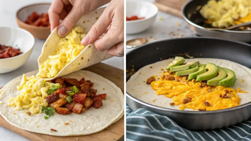 Step-by-step guide to making a Southwest Breakfast Burrito Wrap