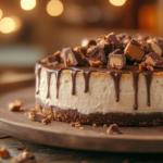 Decadent Reese’s cheesecake with chocolate ganache and peanut butter cups